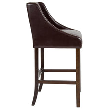 Load image into Gallery viewer, 30" High Tufted Walnut Barstool with Accent Nail Trim in Brown LeatherSoft
