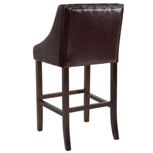 Load image into Gallery viewer, 30" High Tufted Walnut Barstool with Accent Nail Trim in Brown LeatherSoft
