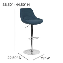 Load image into Gallery viewer, Contemporary Blue Fabric Adjustable Height Barstool with Chrome Base

