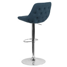 Load image into Gallery viewer, Contemporary Blue Fabric Adjustable Height Barstool with Chrome Base
