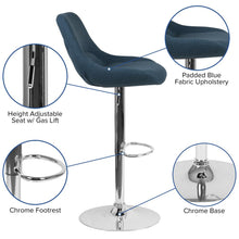 Load image into Gallery viewer, Contemporary Blue Fabric Adjustable Height Barstool with Chrome Base

