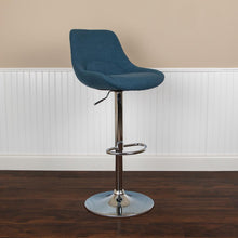 Load image into Gallery viewer, Contemporary Blue Fabric Adjustable Height Barstool with Chrome Base
