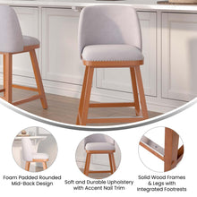 Load image into Gallery viewer, Set of 2 24 Inch Faux Linen Upholstered Counter Stools, Gray
