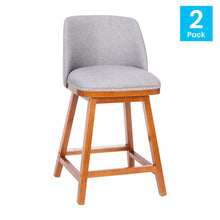 Load image into Gallery viewer, Set of 2 24 Inch Faux Linen Upholstered Counter Stools, Gray
