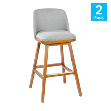 Load image into Gallery viewer, Set of 2 30 Inch Faux Linen Upholstered Barstools, Gray
