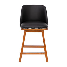 Load image into Gallery viewer, Set of 2 24 Inch Upholstered Counter Stools with Silver Nailhead Trim, Black
