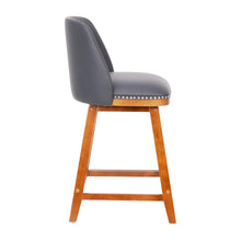 Load image into Gallery viewer, Set of 2 24 Inch Upholstered Counter Stools with Silver Nailhead Trim, Gray
