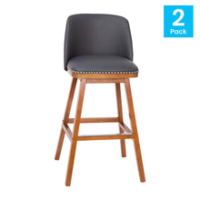 Load image into Gallery viewer, Set of 2 30 Inch Upholstered Barstools with Silver Nailhead Trim, Gray
