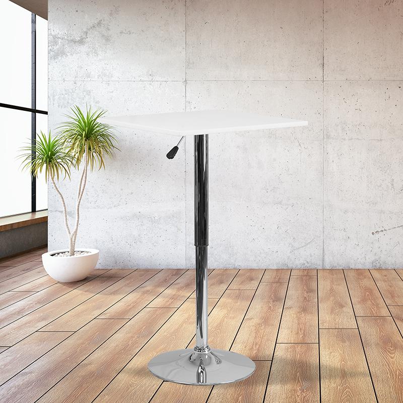 23.75'' Adjustable Height White Wood Swivel Top Table
