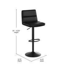 Load image into Gallery viewer, Mid-Back Adjustable Height Channel Stitched Barstools, Set of 2, Black

