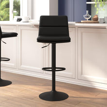 Load image into Gallery viewer, Mid-Back Adjustable Height Channel Stitched Barstools, Set of 2, Black
