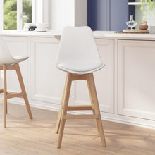 Load image into Gallery viewer, Set of 2 Counter Stools - 27 Inch Counter Stools - Oak Finish Wood Frame
