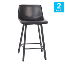 Load image into Gallery viewer, Armless 24 Inch Counter Height Stools with Footrests in Black, Set of 2
