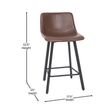 Load image into Gallery viewer, Armless 24 Inch Counter Height Stools w/Footrests in Chocolate Brown, Set of 2
