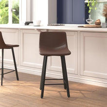 Load image into Gallery viewer, Armless 24 Inch Counter Height Stools w/Footrests in Chocolate Brown, Set of 2
