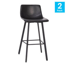 Load image into Gallery viewer, Armless 30 Inch Bar Height Barstools with Footrests in Black, Set of 2
