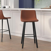 Load image into Gallery viewer, Armless 30 Inch Bar Height Barstools with Footrests in Cognac, Set of 2
