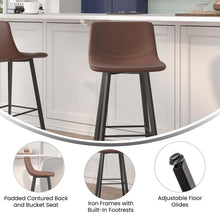 Load image into Gallery viewer, Armless 30 Inch Bar Height Barstools with Footrests in Chocolate Brown, Set of 2
