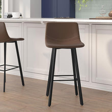 Load image into Gallery viewer, Armless 30 Inch Bar Height Barstools with Footrests in Chocolate Brown, Set of 2

