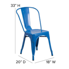 Load image into Gallery viewer, Blue Metal Indoor-Outdoor Stackable Chair with Teal-Blue Poly Resin Wood Seat
