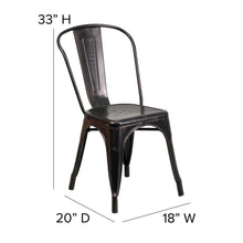 Load image into Gallery viewer, Black-Antique Gold Metal Indoor-Stackable Chair with Black Poly Resin Wood Seat
