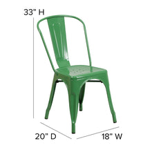 Load image into Gallery viewer, Green Metal Indoor-Outdoor Stackable Chair with Teak Poly Resin Wood Seat
