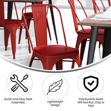 Load image into Gallery viewer, Red Metal Indoor-Outdoor Stackable Chair with Red Poly Resin Wood Seat
