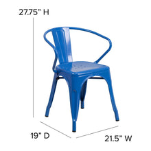 Load image into Gallery viewer, Blue Metal Indoor-Outdoor Chair with Arms with Teal-Blue Poly Resin Wood Seat
