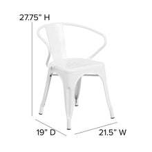Load image into Gallery viewer, White Metal Indoor-Outdoor Chair with Arms with Gray Poly Resin Wood Seat
