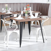 Load image into Gallery viewer, White Metal Indoor-Outdoor Chair with Arms with Gray Poly Resin Wood Seat
