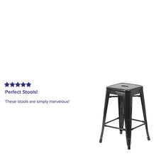 Load image into Gallery viewer, 24" High Backless Black Metal Indoor-Outdoor Counter Height Stool with Seat
