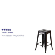 Load image into Gallery viewer, 24" High Black-Antique Gold Metal Indoor-Outdoor Counter Height Stool with Seat
