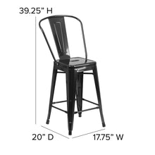 Load image into Gallery viewer, 24" High Black Metal Indoor-Counter Height Stool with Removable Back
