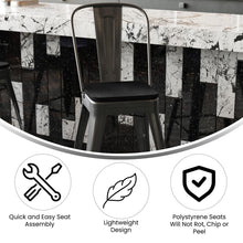 Load image into Gallery viewer, 24" High Black Metal Indoor-Counter Height Stool with Removable Back
