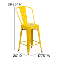 Load image into Gallery viewer, 24" High Yellow Metal Indoor-Counter Height Stool with Removable Back

