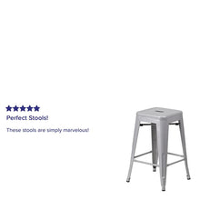 Load image into Gallery viewer, 24" High Backless Silver Metal Indoor-Outdoor Counter Height Stool with Seat

