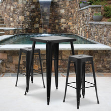 Load image into Gallery viewer, 30" High Backless Black Metal Indoor-Outdoor Barstool with Square Seat
