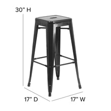 Load image into Gallery viewer, 30" High Black Metal Indoor-Outdoor Barstool with Teak Poly Resin Wood Seat
