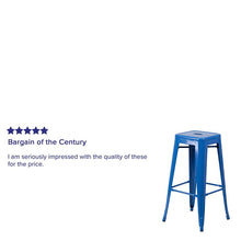 Load image into Gallery viewer, 30" High Backless Blue Metal Indoor-Outdoor Barstool with Square Seat
