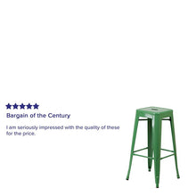 Load image into Gallery viewer, 30" High Backless Green Metal Indoor-Outdoor Barstool with Square Seat
