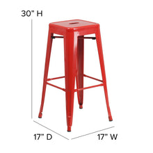 Load image into Gallery viewer, 30" High Red Metal Indoor-Outdoor Barstool with Red Poly Resin Wood Seat
