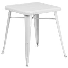 Load image into Gallery viewer, 23.75" Square White Metal Indoor-Outdoor Table Set with 2 Stack Chairs
