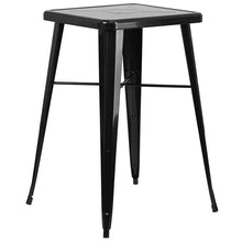 Load image into Gallery viewer, 23.75" Black Metal Indoor-Outdoor Bar Table Set with 2 Seat Backless Stools

