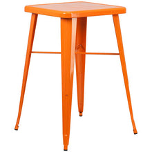 Load image into Gallery viewer, 23.75" Orange Metal Indoor-Outdoor Bar Table Set with 2 Seat Backless Stools
