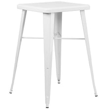 Load image into Gallery viewer, 23.75" White Metal Indoor-Outdoor Bar Table Set with 2 Seat Backless Stools
