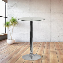 Load image into Gallery viewer, 23.75'' Round Glass Table with 41.75''H Chrome Base
