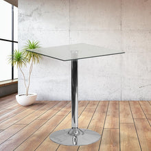 Load image into Gallery viewer, 23.75'' Square Glass Table with 30''H Chrome Base

