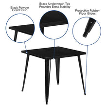 Load image into Gallery viewer, Commercial Grade 31.75" Square Black Metal Indoor-Outdoor Table
