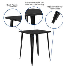 Load image into Gallery viewer, Commercial Grade 31.5" Square Black Metal Indoor-Outdoor Bar Height Table
