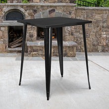 Load image into Gallery viewer, Commercial Grade 31.5" Square Black Metal Indoor-Outdoor Bar Height Table
